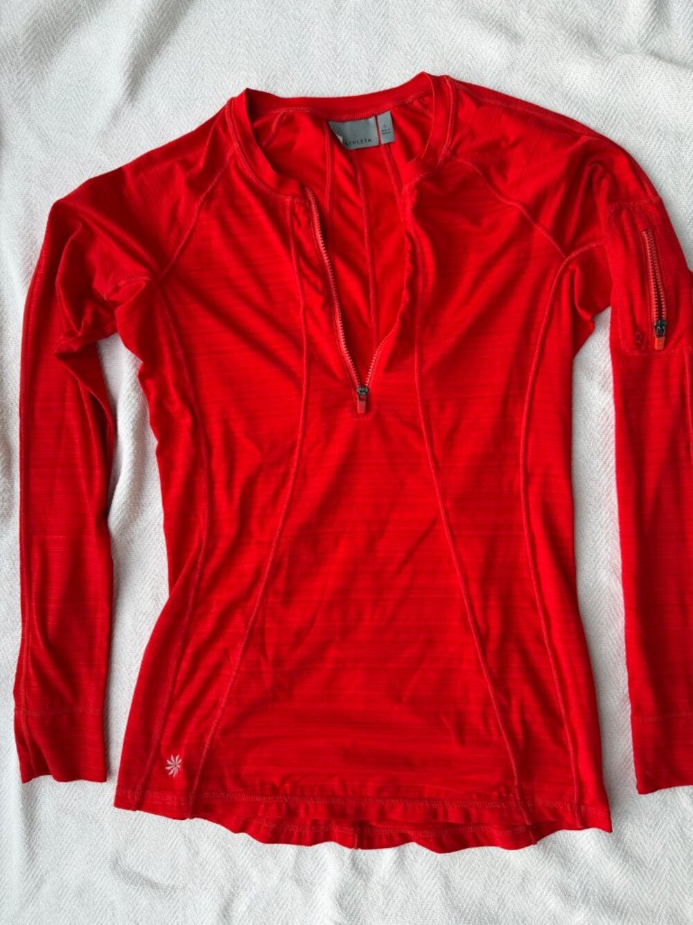 Athleta UV Swim Top Women's S Red Half Zip Surf